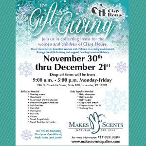 Gift of Giving - Clare House Drive - Makes Scents Natural Spa Line